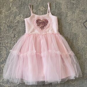 Pink Tulle Dress with Heart Detail